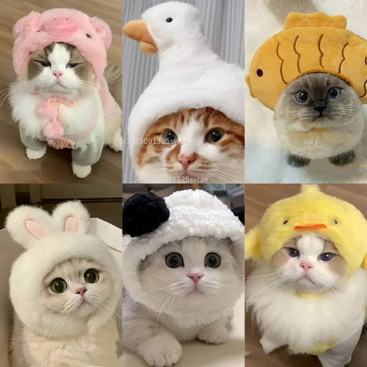 Cute Refined Cat Hat Plush Elastic Winter Pet Hat Puppy Kittens Knitted Hat Party Cosplay Props Decoration Cat Accessories Pet