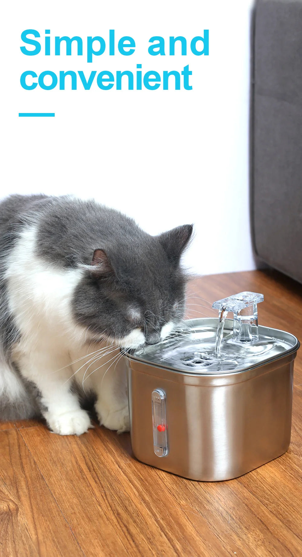 Cats Water Fountain Stainless Steel Auto Running Cat Water Drinker With Filter Motion Sensor Transparent Pets Drinking Dispenser