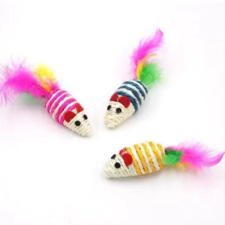 1pc Cat Toy Stick Feather Wand With Bell Mouse Cage Toys Plastic Artificial Colorful Cat Teaser Toy Pet Supplies Random Color