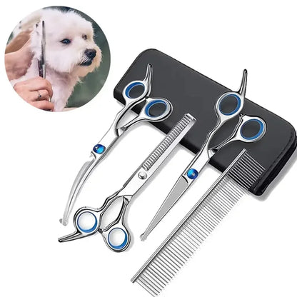 Pet Safe Scissors - Ambidextrous Stainless Steel Dog Grooming Shears with Safe, Round Head for Precision Trimming