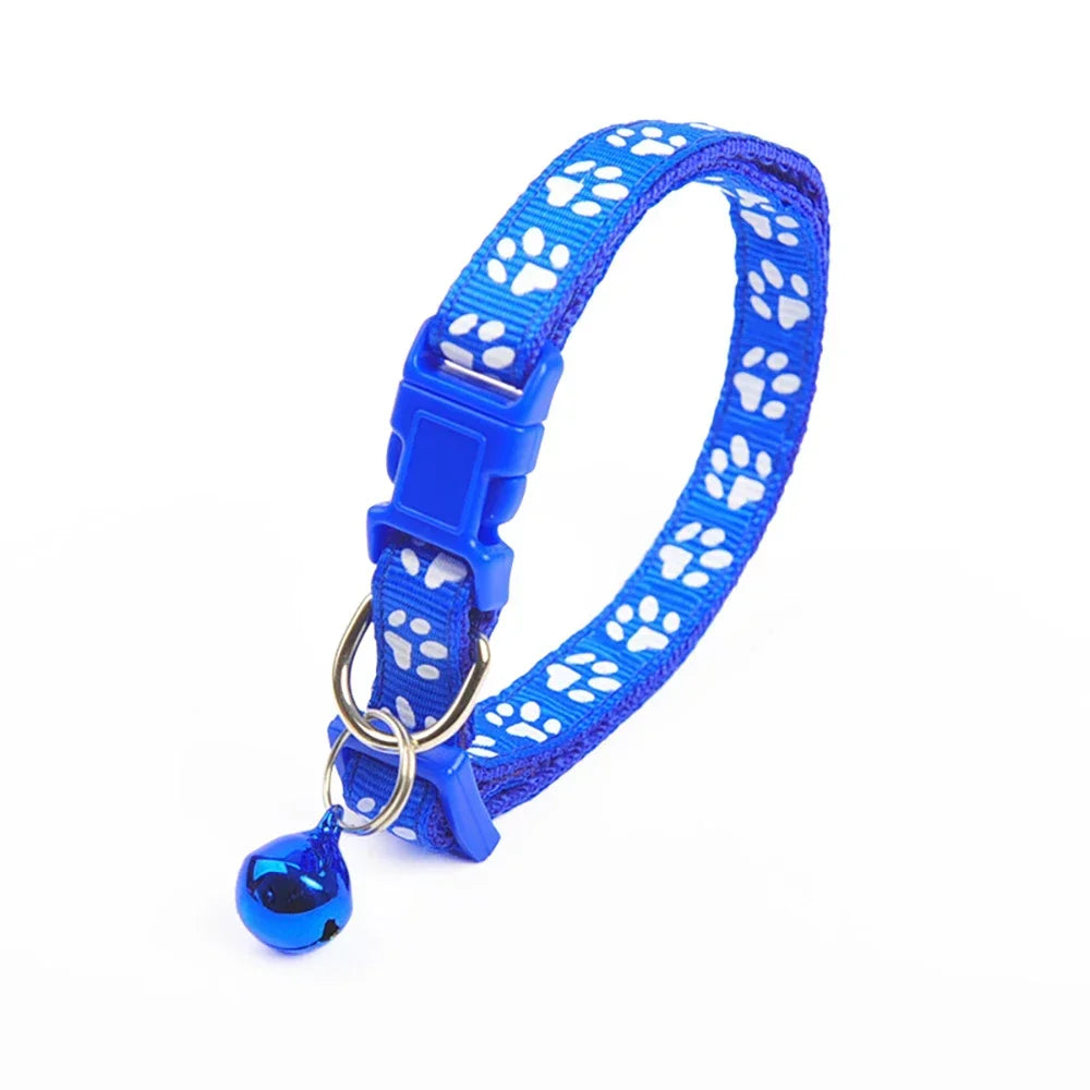 Footprint Pet Collar Dog Collar With Bell Pet Necklace Reflective Adjustable Collar For Puppy Kitten Chihuahua Dog Accessories