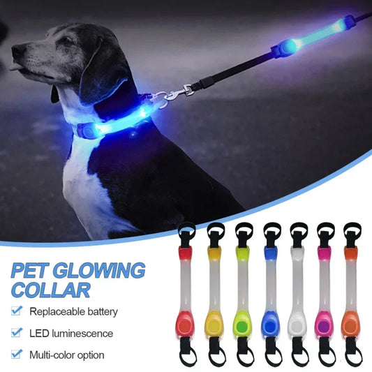 Waterproof Dog Anti-Lost Safety Glowing Collar,Multi-Color Pendants and Outdoor-Ready Flashing LED Light Strip, Night Visibility