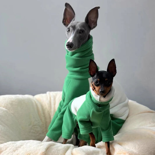 Fashion Fleece Sweatshirt for Whipbit Luxury Soft 4-legged High-Neck Windproof Coat for Italy Greyhound Terrier Jumpsuit