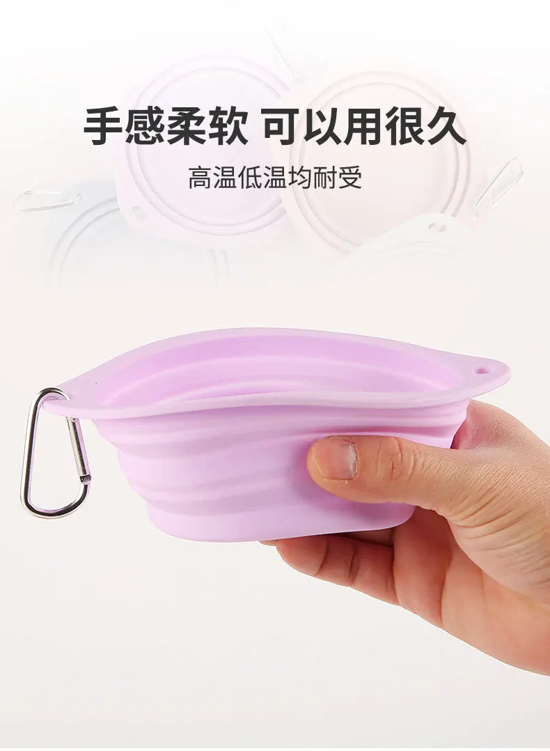 350/600ml Large Collapsible Dog Pet Folding Silicone Bowl Outdoor Travel Portable Puppy Food Container Feeder Dish Bowl