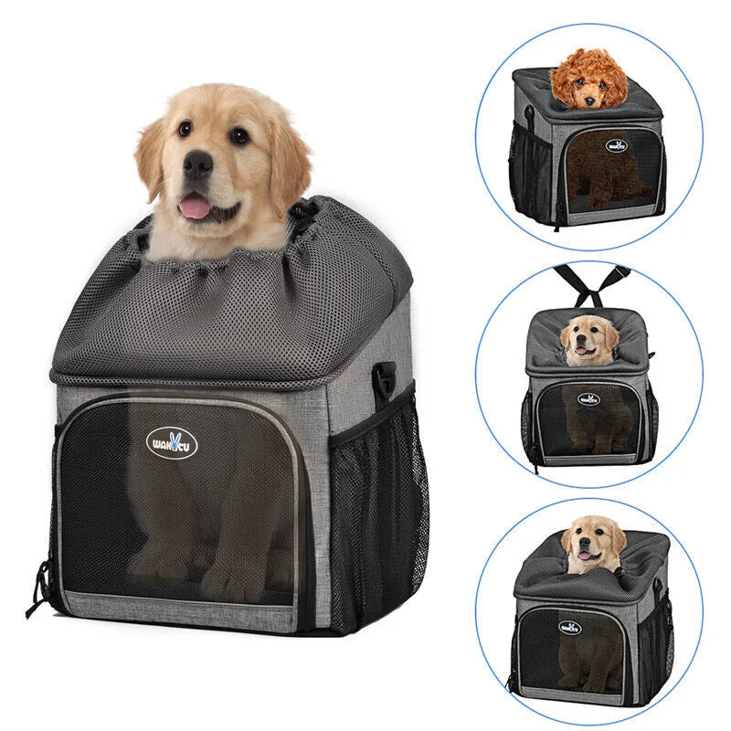 Bike Dog Basket Foldable Durable Detachable Pet Car Seat Carrier Cat Puppy Breathable Padded Backpack For Small Medium Dogs Cats