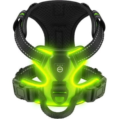 LED Glowing Luminous Dog Harnesses Essential for Dog Walking Safety at Night Dog Vest with Three LED Light Modes Rechargeable