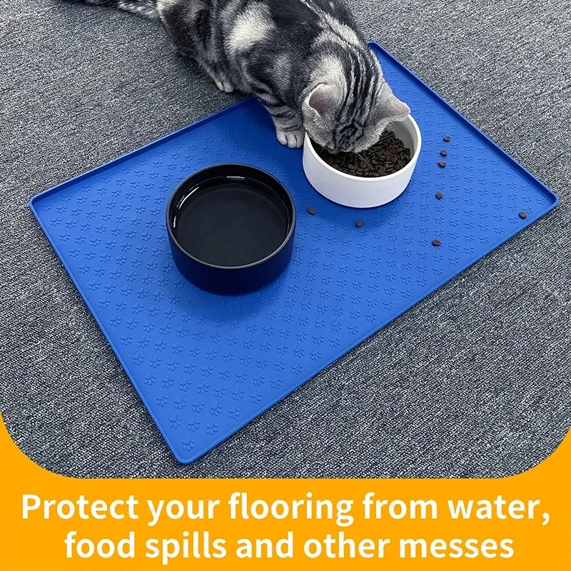 Pet Placemat Cat Dog Drinking Feeding Placemat Feeder Mats Cat Feed Mat Dog Food bowl Mat Silicone Waterproof Pet Bowl Pad