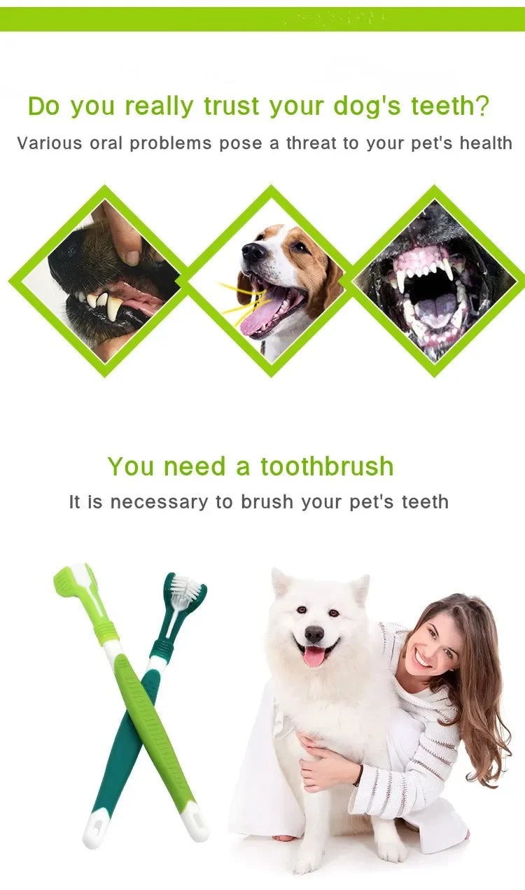 3-Sided Pet Toothbrush Dog Plastic Toothbrush Removing Bad Breath Tartar Cleaning Mouth Pet Dental Care Cat Cleaning Mouth