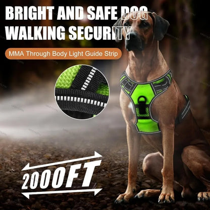 LED Glowing Luminous Dog Harnesses Essential for Dog Walking Safety at Night Dog Vest with Three LED Light Modes Rechargeable