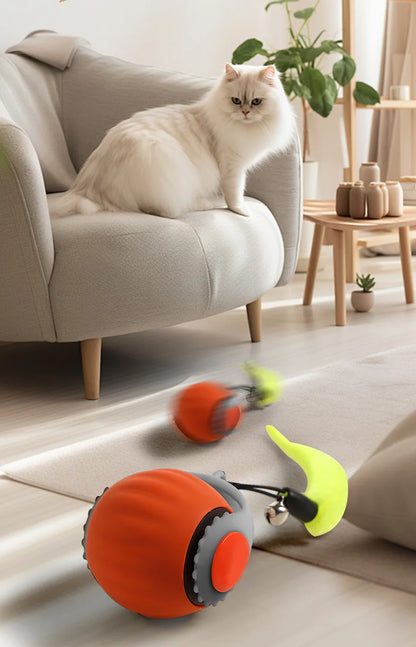 Cat Interactive Ball Toys Automatic Rolling Ball Faux Tail Rechargeable Smart Pet Electric Toy Dog Cat Training Imitate Mouse