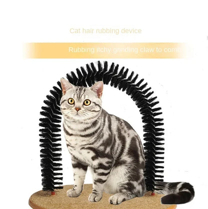 Cat Toy Arch Self Groome Pamper Feline with A Massage Grooming Rubbing Brush with Scratching Pad Toy for Cats Interactive Toys