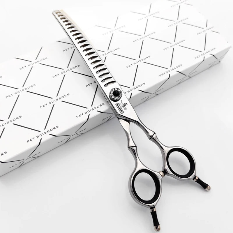 High quality professional pet grooming scissors, curved fishbone scissors, 440C alloy steel, dog grooming and hair trimming tool