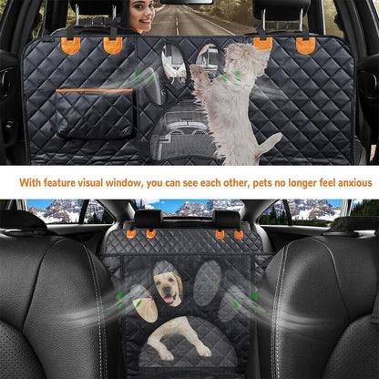 Dog Car Seat Cover for Back Seat, 100% Waterproof Dog Car Hammock with Visual Mesh Window and Side Zipper Car Seat & Door Protec