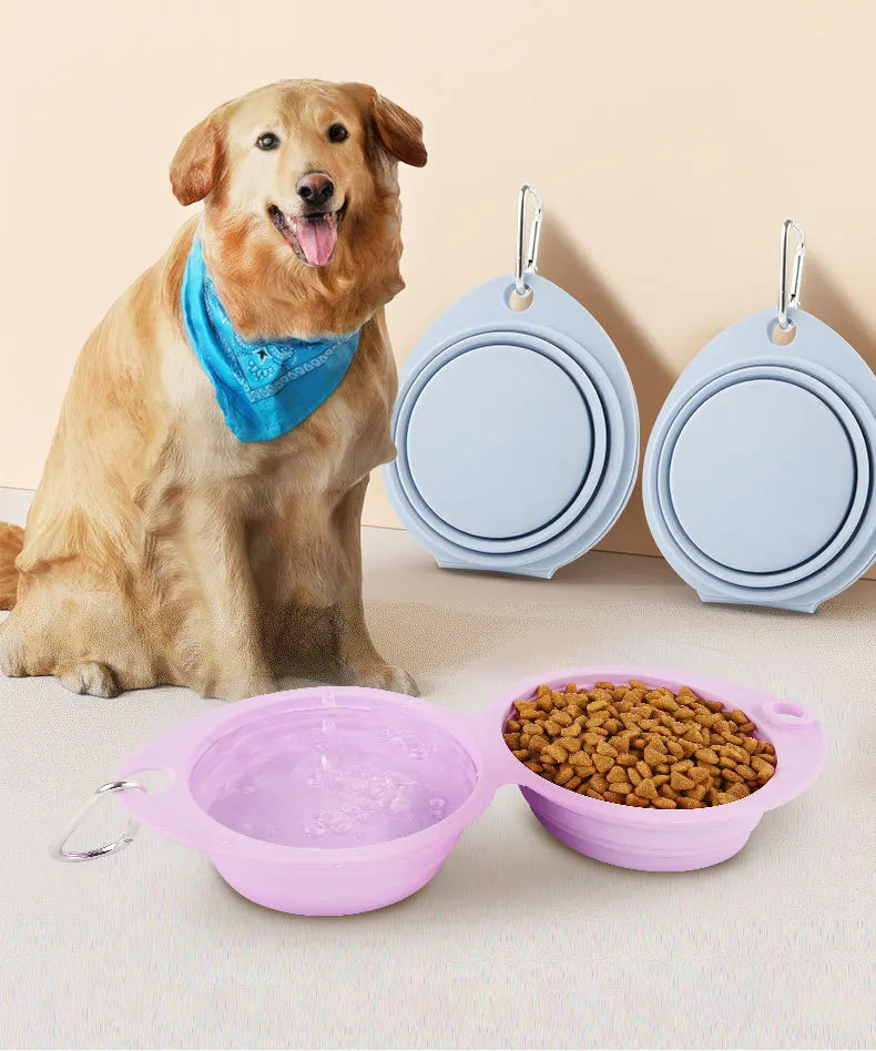 350/600ml Large Collapsible Dog Pet Folding Silicone Bowl Outdoor Travel Portable Puppy Food Container Feeder Dish Bowl