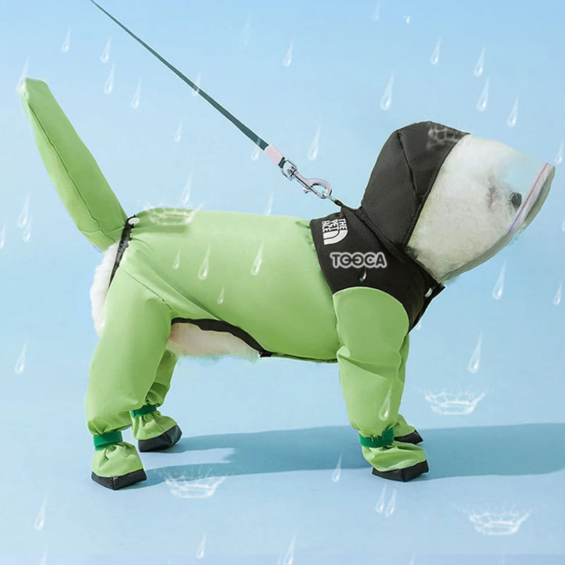 Dog Raincoat Pet Waterproof with Transparent Hooded Jumpsuit Dog Clothing Clothes for Dogs Cats Water Resistant Costume