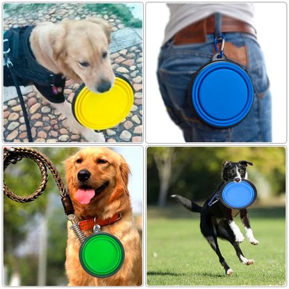 1000ML Collapsible Pet Silicone Dog Food Water Bowl Outdoor Camping Travel Portable Folding Pet Bowl Dishes add Carabiner D0013A