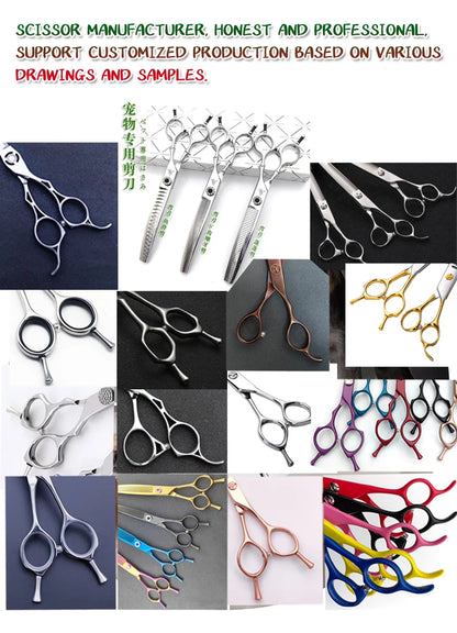 High quality professional pet grooming scissors, curved fishbone scissors, 440C alloy steel, dog grooming and hair trimming tool