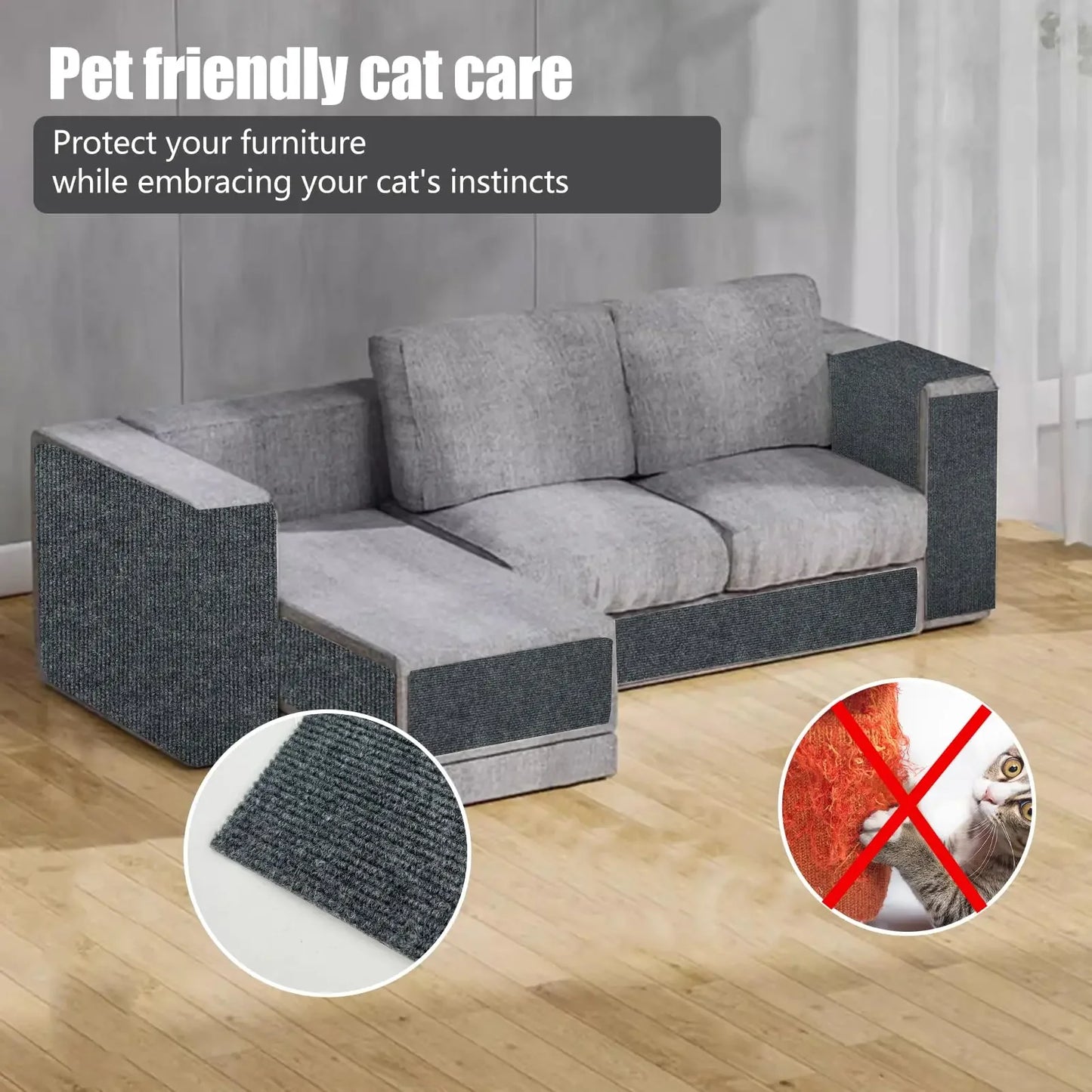 Self-Adhesive Carpet Cats Scratch Board Wall Anti Cat Scratch Sofa Diy Cats Scratch Board Sofa Protection Paws Sharpen Trimmable