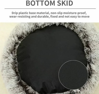 Round Cat Cushion Semi Enclosed Pet Sleep Bags Long Soft Plush 2 in 1 Warms Cats Beds Simple Comfort Warm Puppy Sleeping Nest