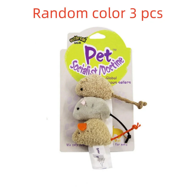 3Pcs New Plush Simulation Mouse Cat Toy Bite Resistance Plush Mouse Cat Scratch Interactive Mouse Toy Palying Toy For Cat Kitten