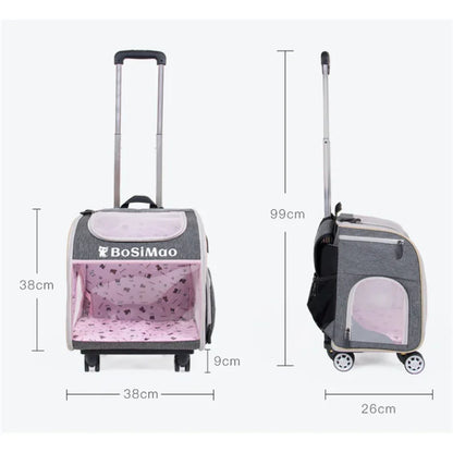 Portable Pet Cart Travel Transport Bag Transparent Bag Detachable Trolley Case Dog Cat Accessories Roller Luggage Backpack