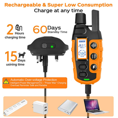 3300Ft Electric Dog Training Collar Remote Control Waterproof Pet BehaviorFor 5-120lbs Puppy With Shock Vibration