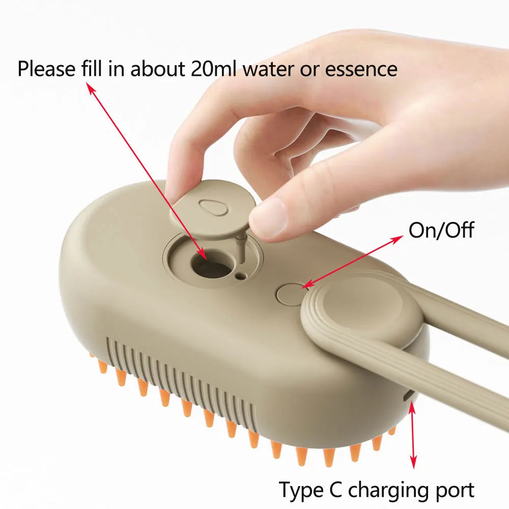 Cat Steamy Brush For Shedding And Grooming 3 in 1 Multifunctional Rechargeable Cleaning Pet Spray Comb For Cat And Dog Massage