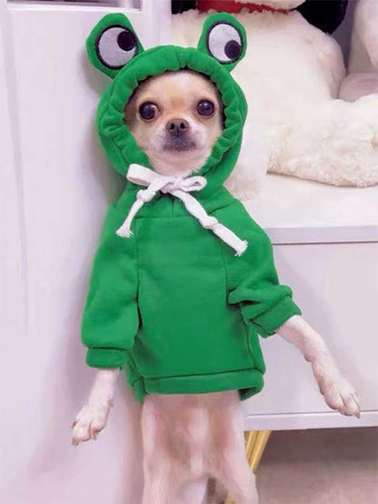 1PC Cute Frog Pet Sweater for Small and Medium Dogs - Green Dog Hoodie with Fun Design - Keep Your Pup Cozy and Stylish