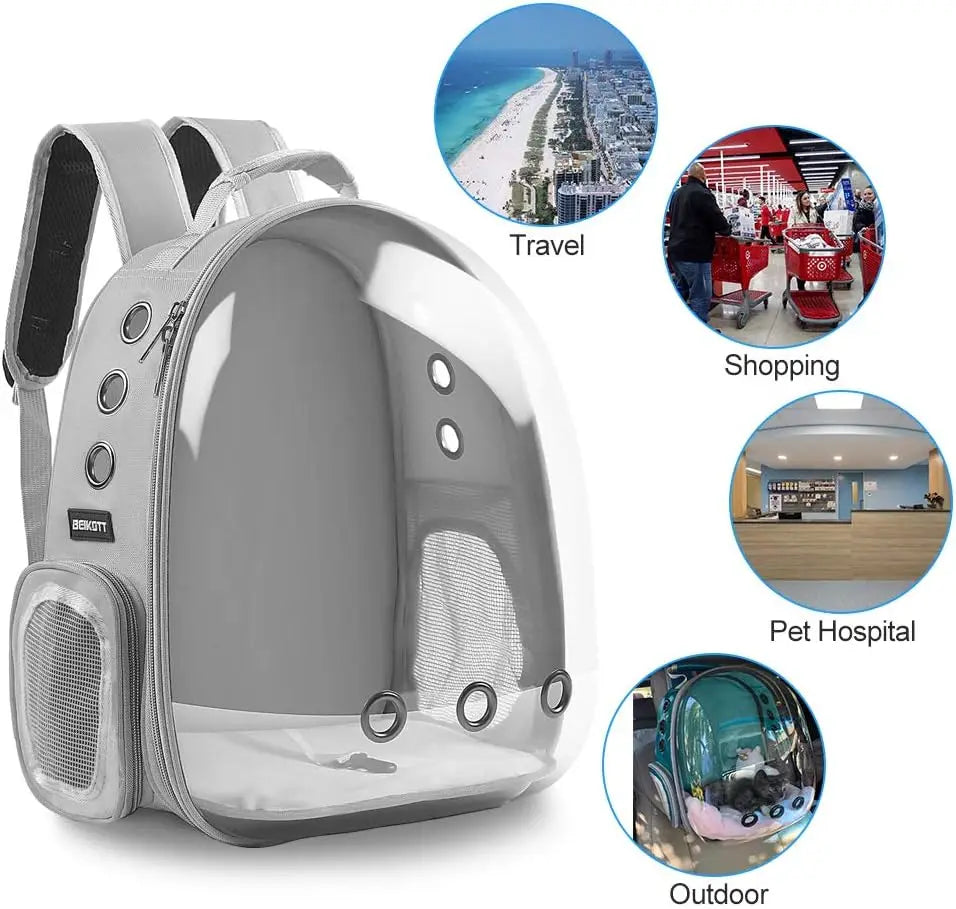 Pet Carrier Backpack Cat Carrier Shoulder Bag For Cats Breathable Cat Backpack Portable Transparent Space Capsule Pet Bag