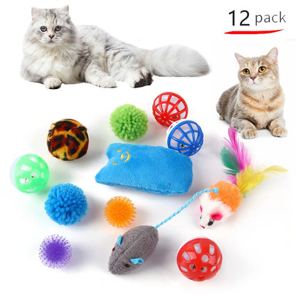 Lodra për kotele DualPet Set i kombinimit të lodrave të maceve të ndryshme Set lodër për mace Funny Cat Stick Sisal Mouse Bell Ball Cat Furnizime Set 20 copë