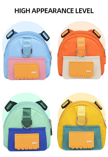 Pet Backpack With Harness Collar Outdoor Travel Portable Dog Training Treat Pouch Puppy Snack Reward Waist Bag Dogs Poop Bags