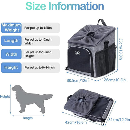 Bike Dog Basket Foldable Durable Detachable Pet Car Seat Carrier Cat Puppy Breathable Padded Backpack For Small Medium Dogs Cats