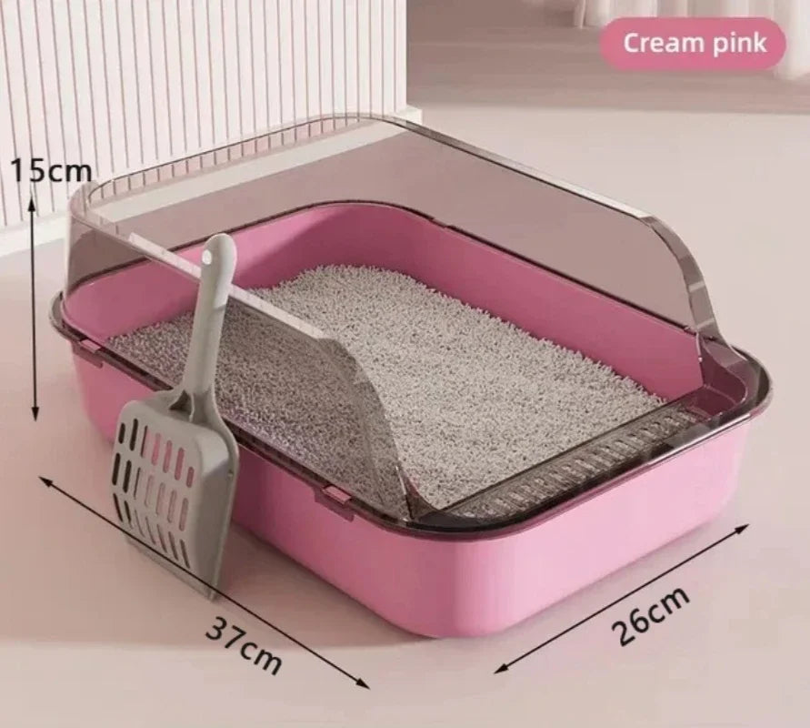 Kitty Sandbox Cat Litter Box Semi-enclosed Splashproof Cat Tray Cat Toilet Cleaning Basin Supplies Pet Toilet Kitten Tray Bedpan