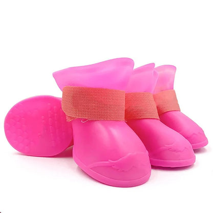 4Pcs Pet WaterProof Rainshoe Anti-slip Rubber Boot For Small Medium Large Dogs Cats Outdoor Shoe Dog Ankle Boots Pet Accessories