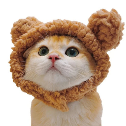 Cute Lion Mane Frog Cat Wig Hat Cover Funny Pet Cloth Cap Fancy Party Little Dog Cosplay Costume Rabbit Bear Kitten Puppy Hats