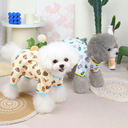 Dog Pajamas Small Dogs Pjs Jumpsuit 4 Legs Puppy Pajama Soft Dog Onesies Pet Clothes Autumn Winter Home Wear Hair Shedding Cover