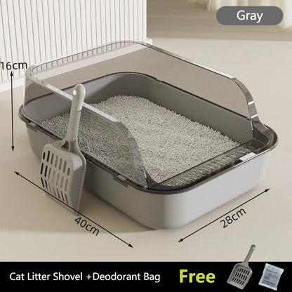 Cats Sandbox Cat Toilet Large Capacity Open Cat Litter Box Plastic Anti-Splash Cats Toilet Bedpan Cleaning Bath Basin Supplies