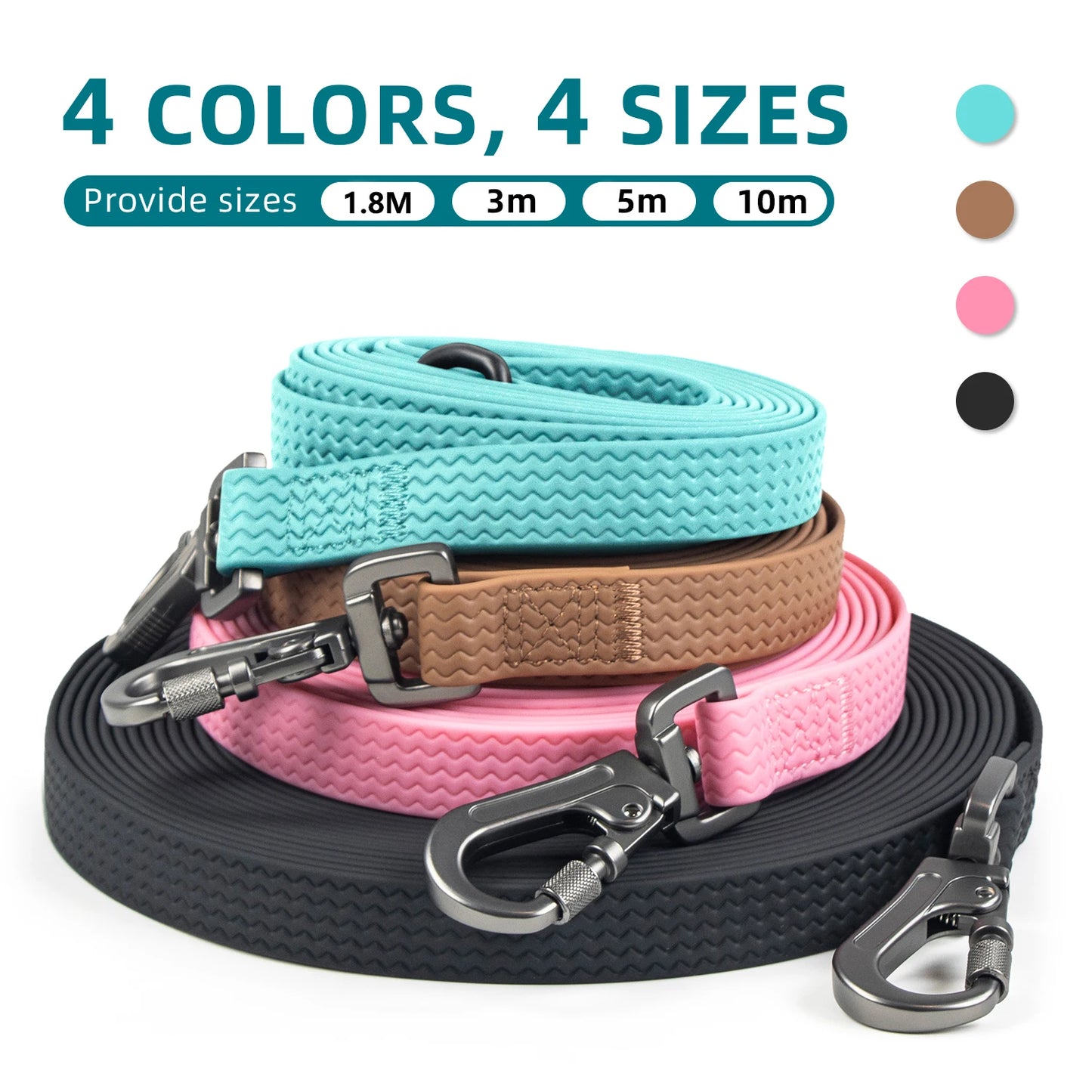 1.8M 3M 5M 10M  PVC Dog Leash large dog Medium non-slip Waterproof and easy to clean running dog training Leash long strong