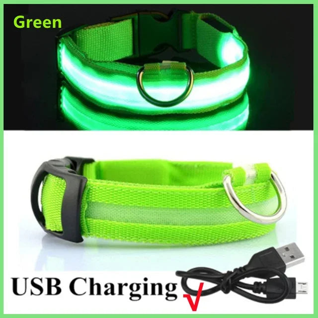 LED Glowing Dog Collar Adjustable Flashing Rechargea Luminous Collar Night Anti-Lost Dog Light HarnessFor Small Dog Pet Products