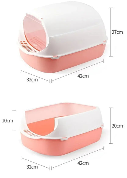 Kitty Sandbox Cat Litter Box Semi-enclosed Splashproof Cat Tray Cat Toilet Cleaning Basin Supplies Pet Toilet Kitten Tray Bedpan