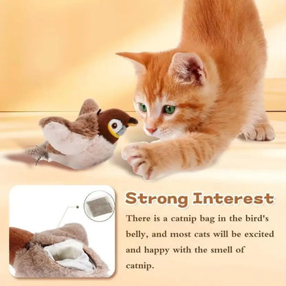 Interactive Cat Toy Chirping Bird , 2025 New Rechargeable Interactive Flapping Chirping Bird Cat Toy, Bird Catnip Toys Cat games