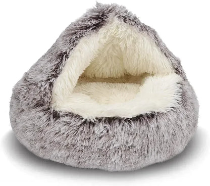 Round Cat Cushion Semi Enclosed Pet Sleep Bags Long Soft Plush 2 in 1 Warms Cats Beds Simple Comfort Warm Puppy Sleeping Nest