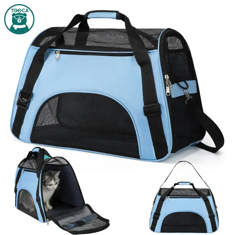 Cat Bags Portable Dog Carrier Bag Mesh Breathable Carrier Bags for Small Dogs Foldable Cats Handbag Travel Pet Bag Handbag