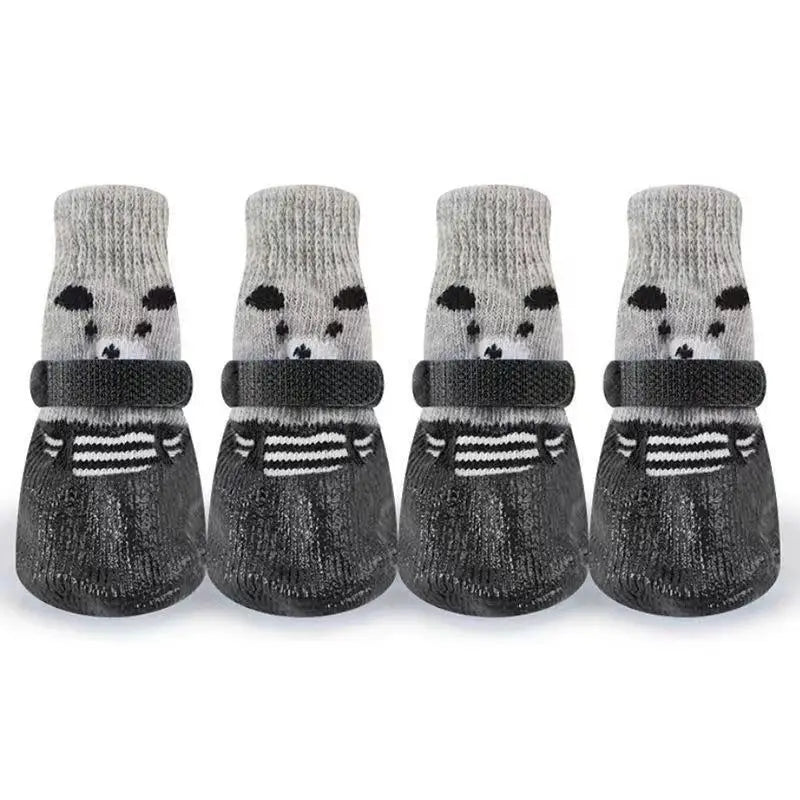 Waterproof Pet Dog Boots Shoes Creative Velcro Dogs Knitting Warm Socks Outdoor Dog Walking Anti-slip Rain Snow Boots