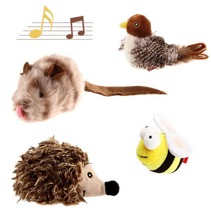 Pet Cat Toy Sparrow Insects Mouse Shaped Bird Simulation Sound Oft Stuffed Toy Pet Interactive Sounding Plush Doll Pet Supplies