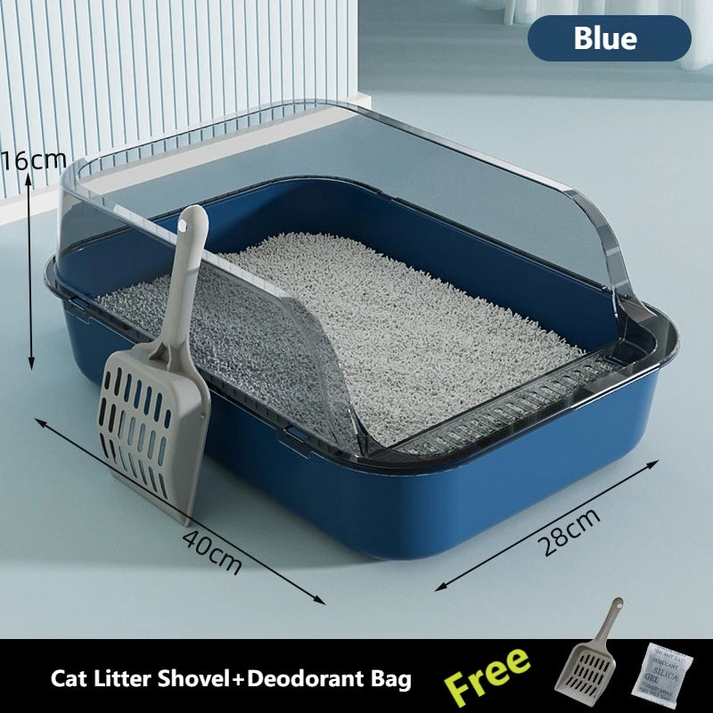 Cats Sandbox Cat Toilet Large Capacity Open Cat Litter Box Plastic Anti-Splash Cats Toilet Bedpan Cleaning Bath Basin Supplies