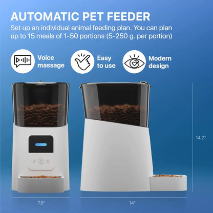 Dog tools, [BEST SELLING!] Automatic Cat Feeders with App. 6L Capacity Automatic Cat Food Dispenser with Programmable Timer, Voice Recorder