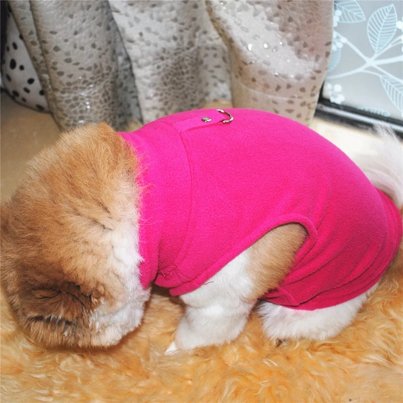 Pet Thickened Warm Clothes Autumn Winter Vest Coat Small Medium Dogs Breathable Soft Costume with Traction Ring