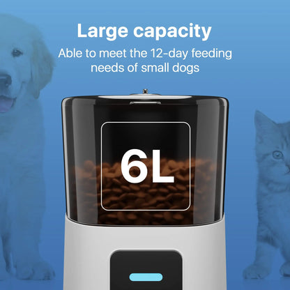 Dog tools, [BEST SELLING!] Automatic Cat Feeders with App. 6L Capacity Automatic Cat Food Dispenser with Programmable Timer, Voice Recorder