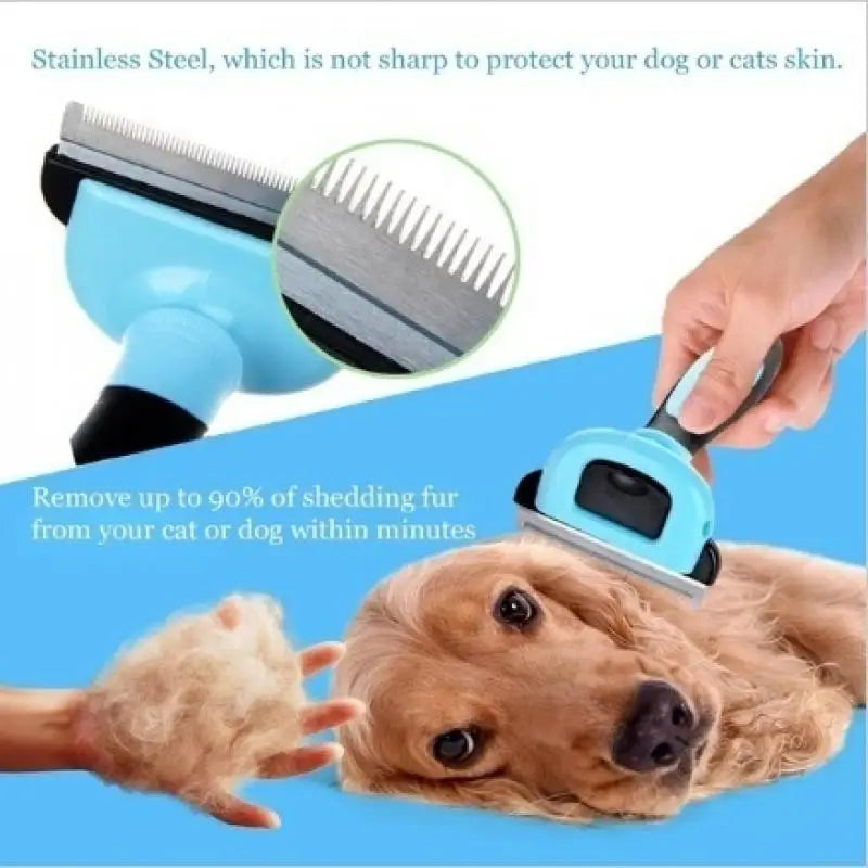 Pet Grooming Brush-Double Sided Shedding and Dematting Undercoat Rake Comb for Dogs and Cats Grooming and Care Deshedding Tool